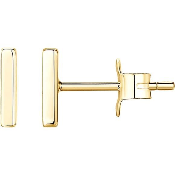 14K Gold Plated Sterling Silver Bar Cute Dainty Earrings for Women - Picture 1 of 5
